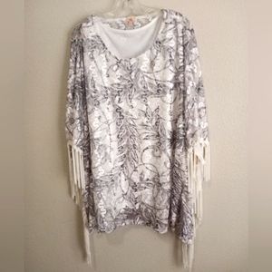 Reba Heavy Lace Women's Poncho w/ Fringe - Size 1X